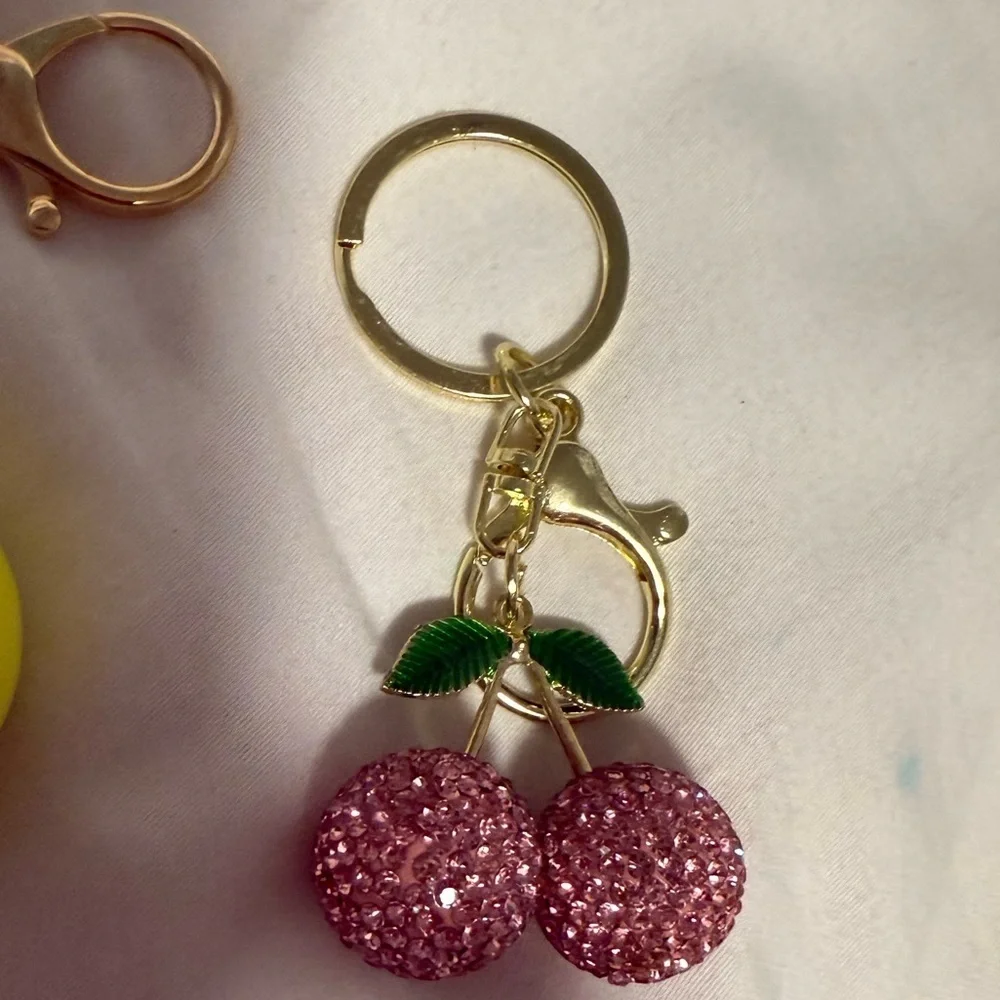 Bag Charm/Keychain  Lemon and Cherries Set! Adorned with stones!